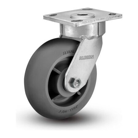 Colson CSC 6" QuietMaster Caster with Swivel Plate, 4" x 4-1/2" Plate, 450 Lb. Capacity EG-62-PERF(RG)-S-PB